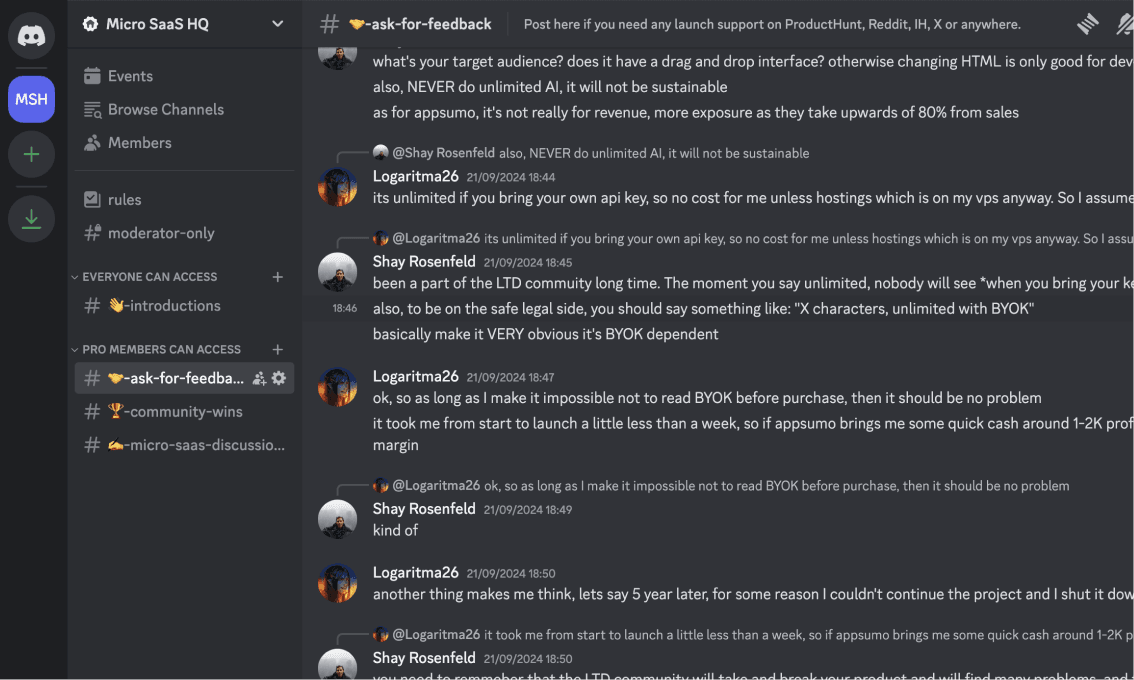 Ask for Feedback Channel