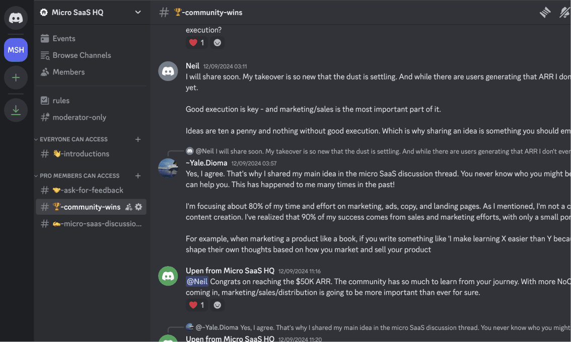 Micro SaaS Discussions Channel