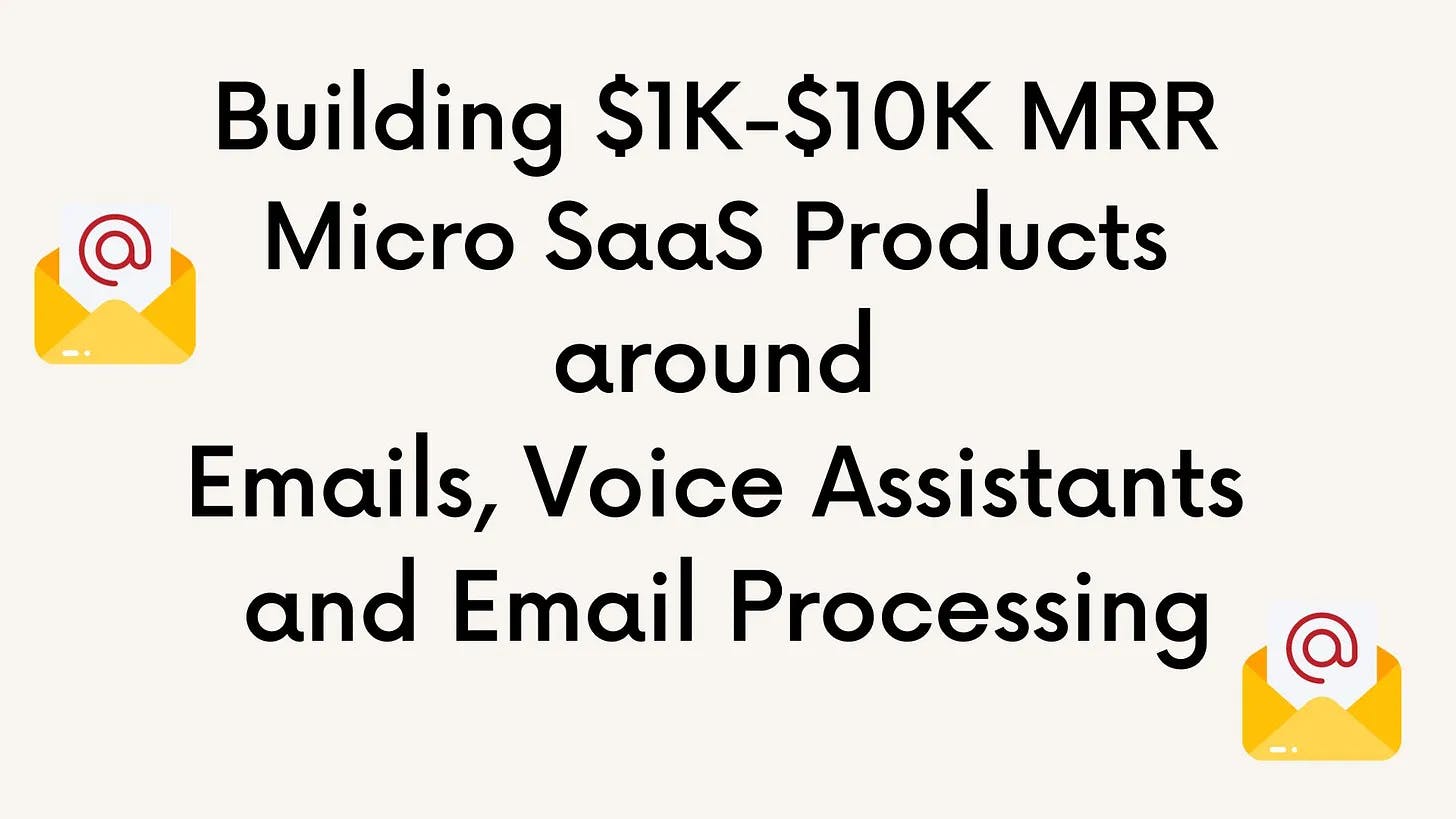 Cover Image for Building $1K-$10K MRR Micro SaaS Products around Emails, Voice Assistants and Email Processing