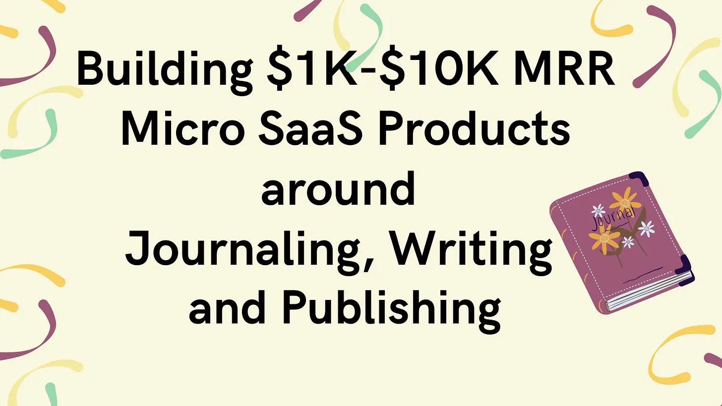 Cover Image for Building $1K-$10K MRR Micro SaaS Products around Journaling, Writing and Publishing