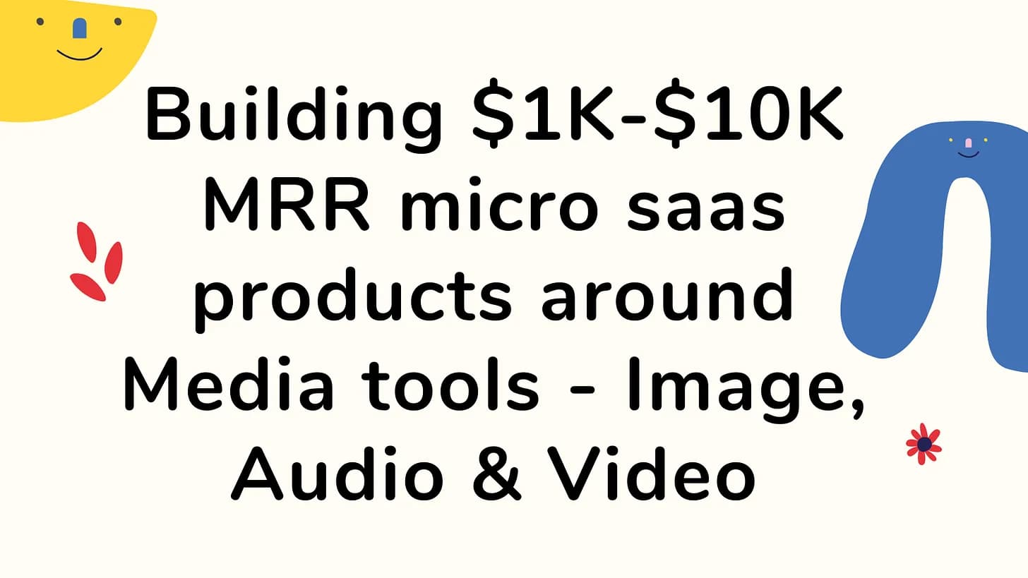 Cover Image for Building $1K-$10K MRR micro saas products around Media tools - Image, Audio & Video