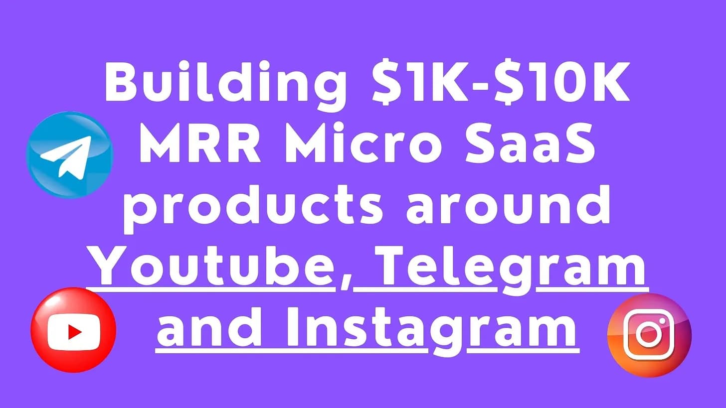 Cover Image for Building $1K - $10K MRR Micro SaaS around Youtube, Telegram and Instagram