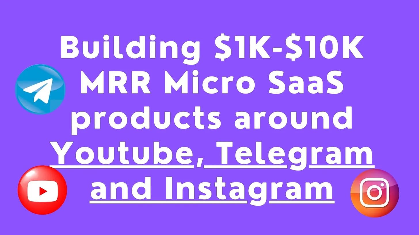 Cover Image for Building $1K - $10K MRR Micro SaaS around Youtube, Telegram and Instagram