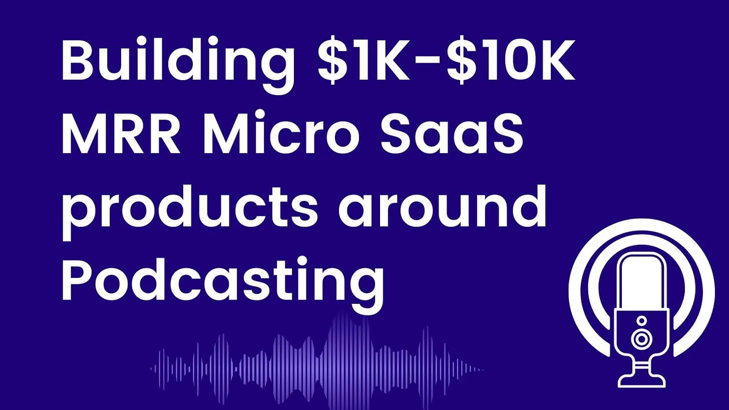 Cover Image for Building $1K-$10K MRR Micro SaaS Products around Podcasting